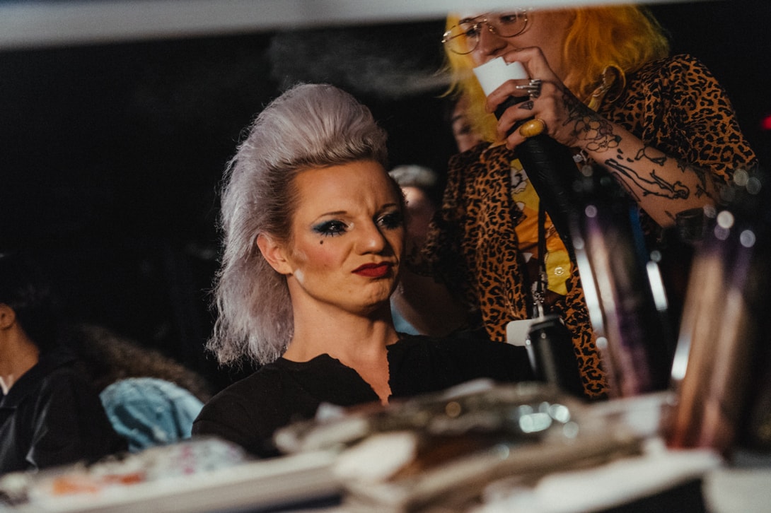 Rodarte Spring/Summer 2019 New York Fashion Week Backstage Roses Blue