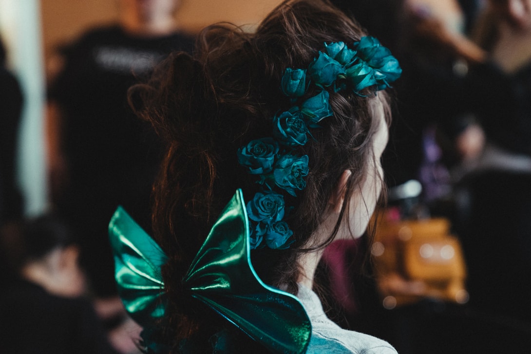 Rodarte Spring/Summer 2019 New York Fashion Week Backstage Roses Blue