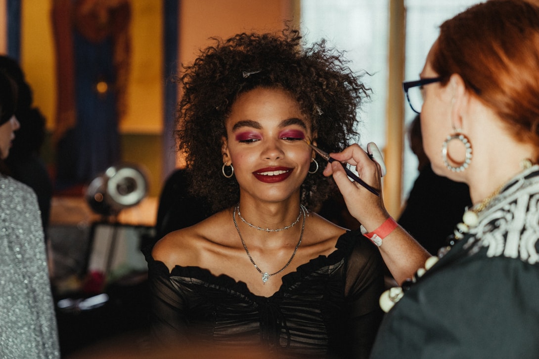 Rodarte Spring/Summer 2019 New York Fashion Week Backstage Roses Blue