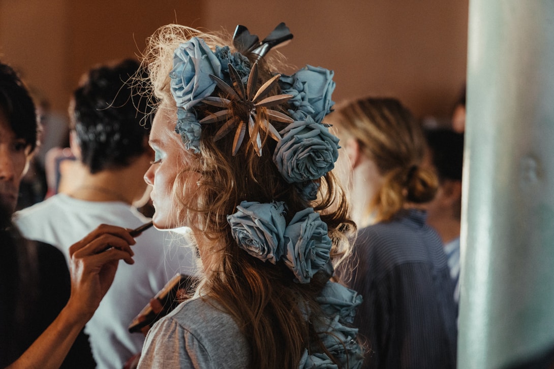 Rodarte Spring/Summer 2019 New York Fashion Week Backstage Roses Blue
