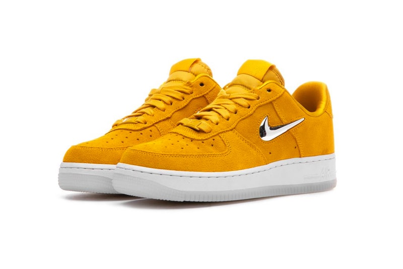 nike air force 1 jewel yellow ochre chrome suede clear outsole