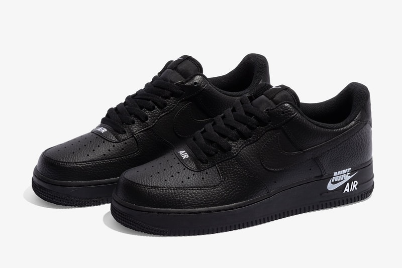 NIke Air Force 1 Logo Stamp Print White Black Silhouette Sneaker Minimal