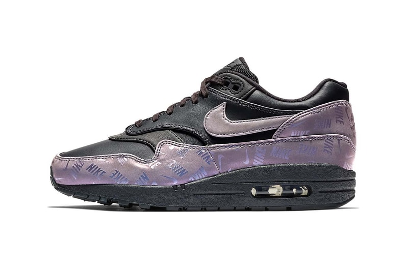 Nike Air Max 1 Logo Iridescent Violet Purple Black Sneakers