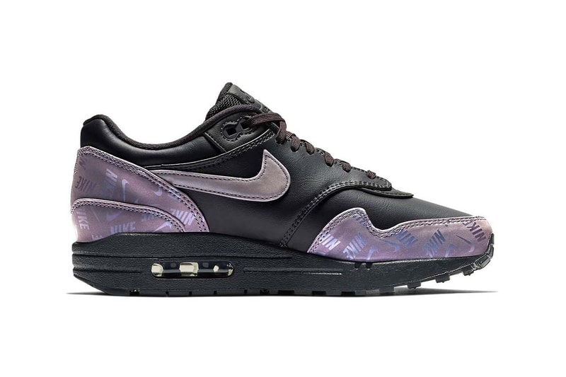 Nike Air Max 1 Logo Iridescent Violet Purple Black Sneakers