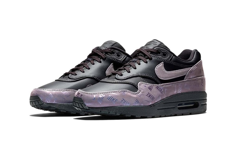 Nike Air Max 1 Logo Iridescent Violet Purple Black Sneakers