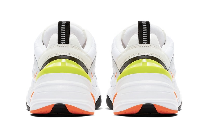 Nike M2K Tekno Pure Platinum Volt Orange Neon Chunky Sneakers