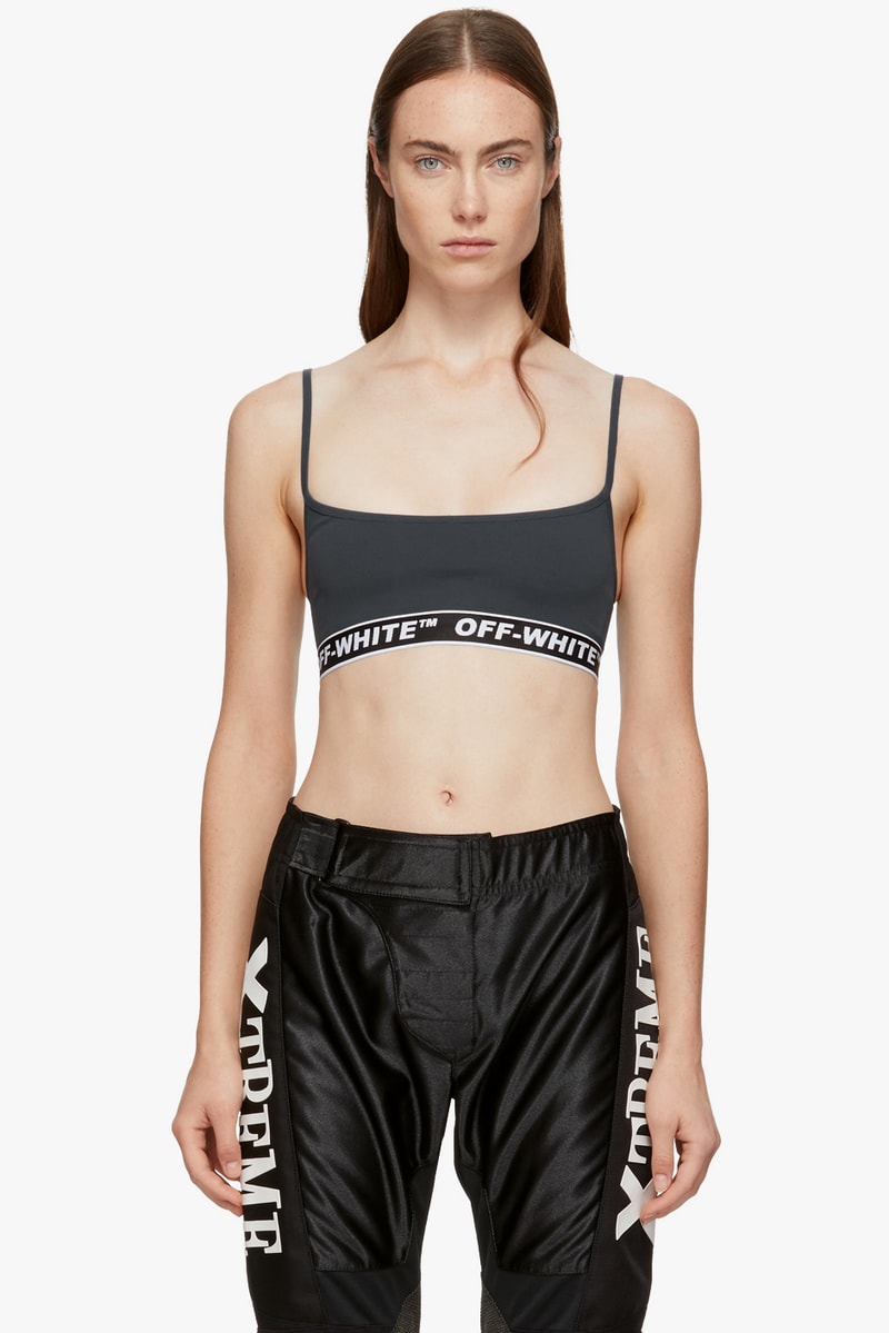 Off-White Logo Bodysuit Virgil Abloh top Bralette Black Grey