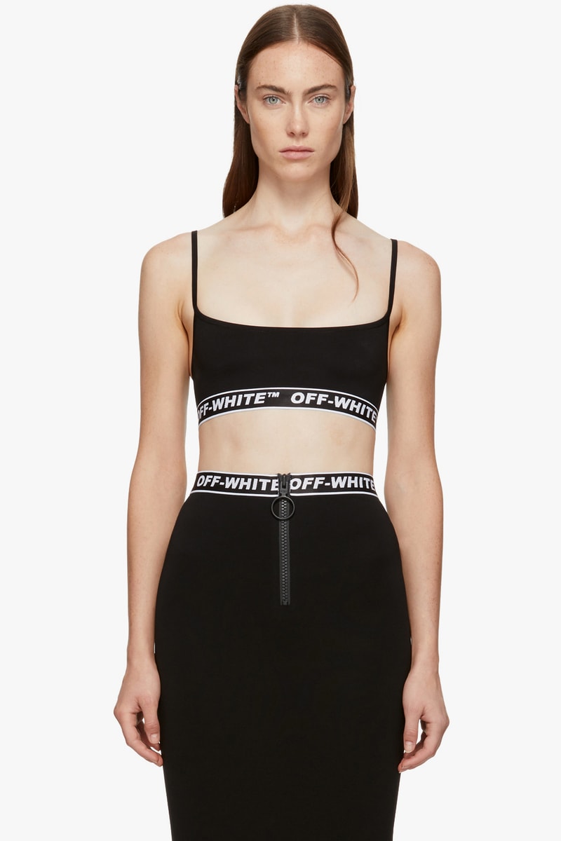 Off-White Logo Bodysuit Virgil Abloh top Bralette Black Grey