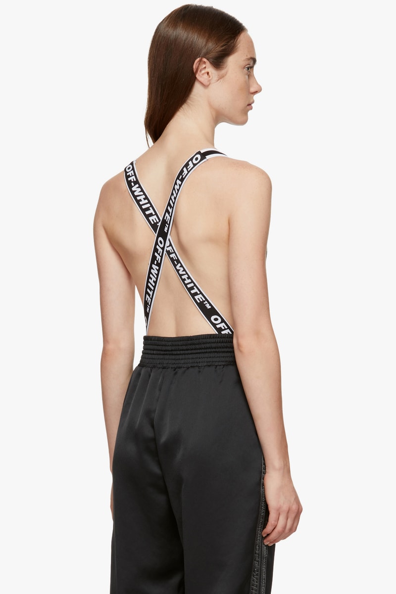 Off-White Logo Bodysuit Virgil Abloh top Bralette Black Grey