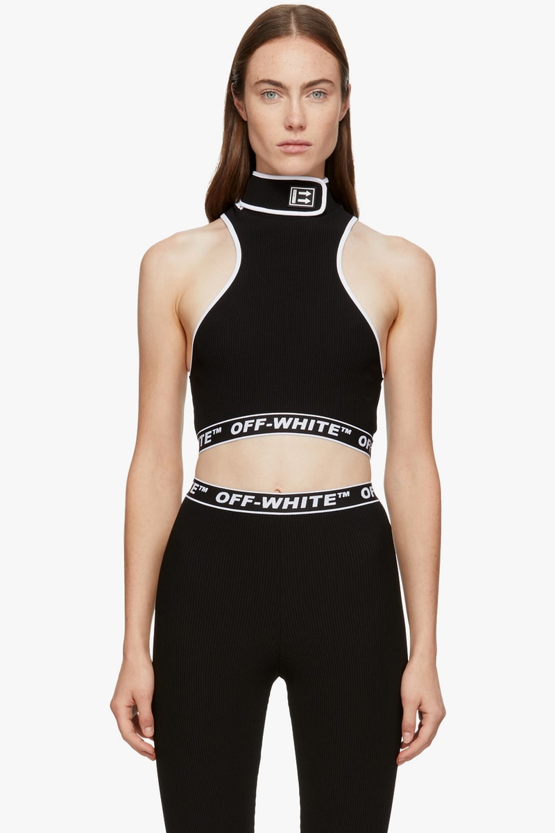 Off-White Logo Bodysuit Virgil Abloh top Bralette Black Grey