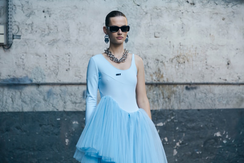 Off-White Virgil Abloh Spring Summer 2019 Paris Fashion Week Show Backstage Tulle Dress Blue