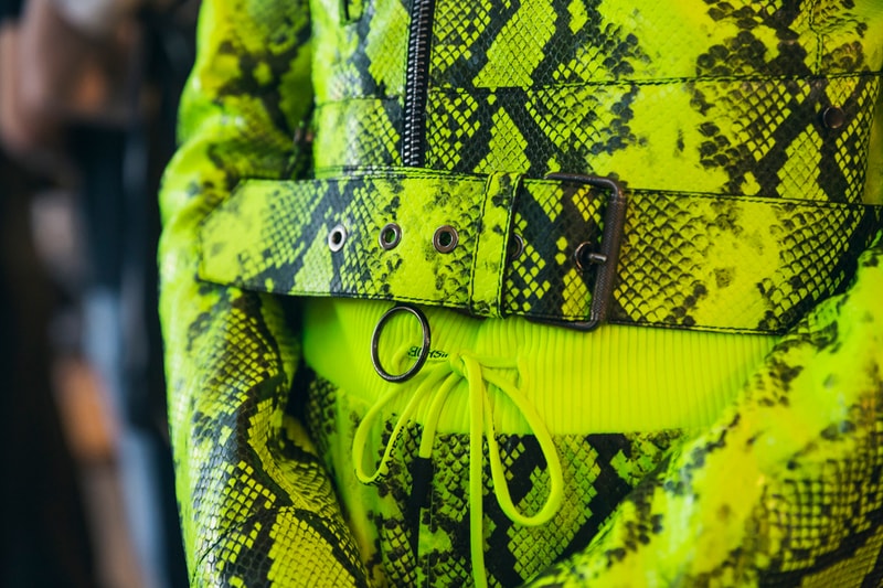 Off-White Virgil Abloh Spring Summer 2019 Paris Fashion Week Show Backstage Snakeskin Jacket Shorts Green