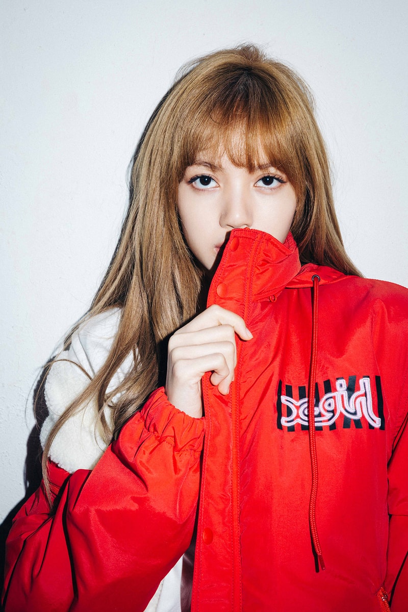 X-Girl Nonagon Blackpink Lisa Campaign Collaboration K-Pop Red Jacket Logo