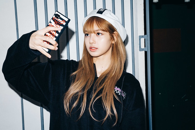 X-Girl Nonagon Blackpink Lisa Campaign Collaboration K-Pop Black Hoodie White Hat