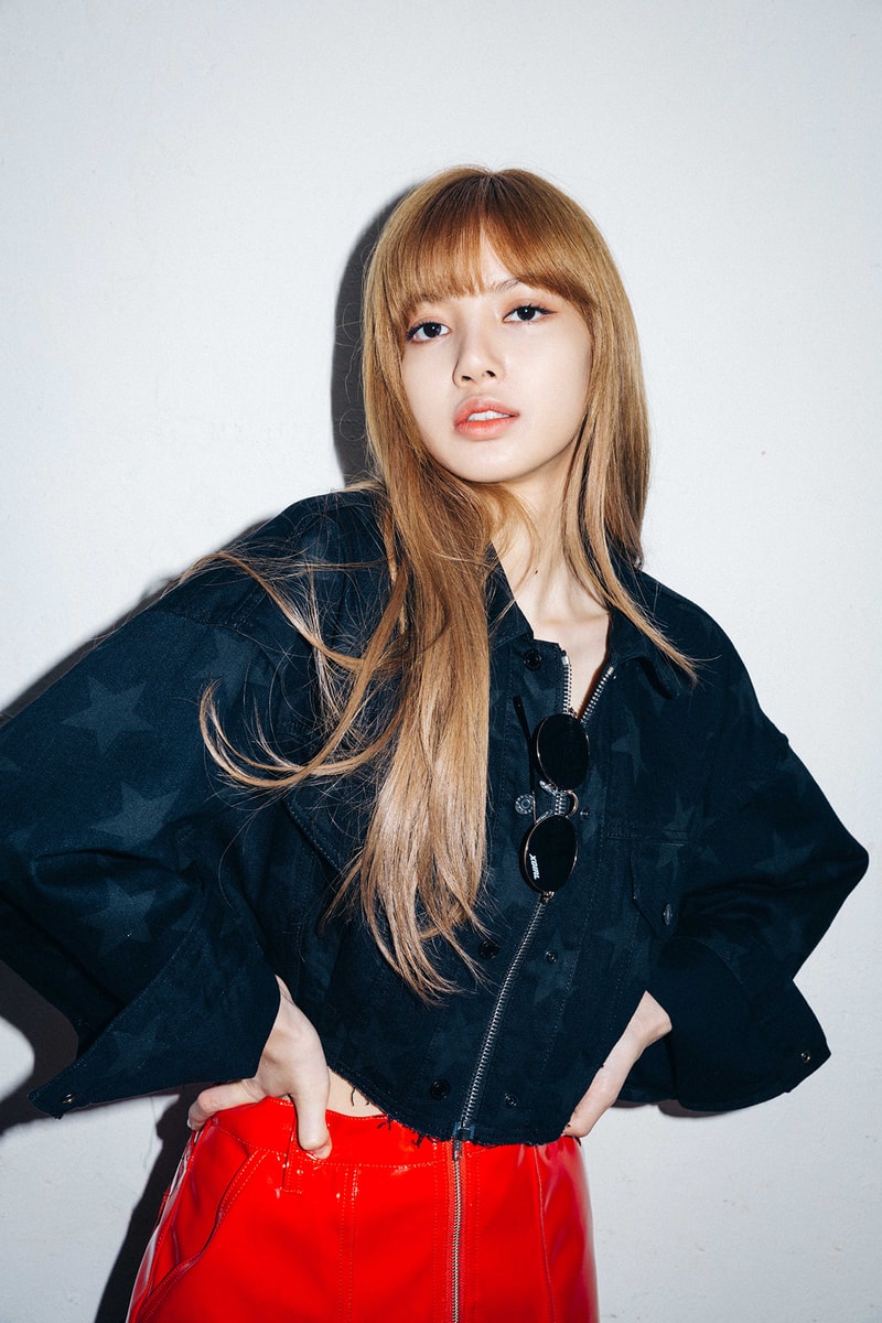 X-Girl Nonagon Blackpink Lisa Campaign Collaboration K-Pop Denim Jacket Red Vinyl Skirt