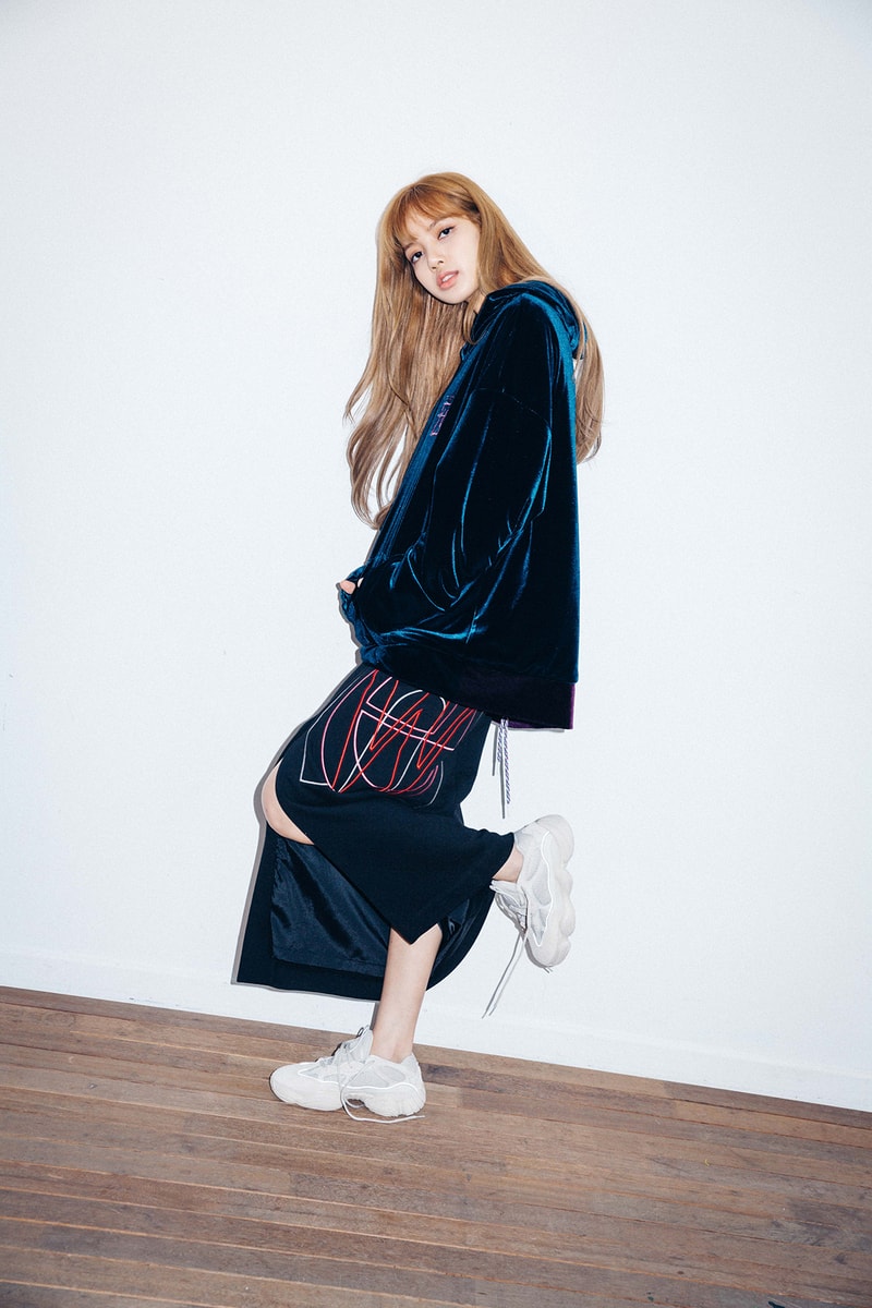 X-Girl Nonagon Blackpink Lisa Campaign Collaboration K-Pop Blue Velvet Hoodie Skirt