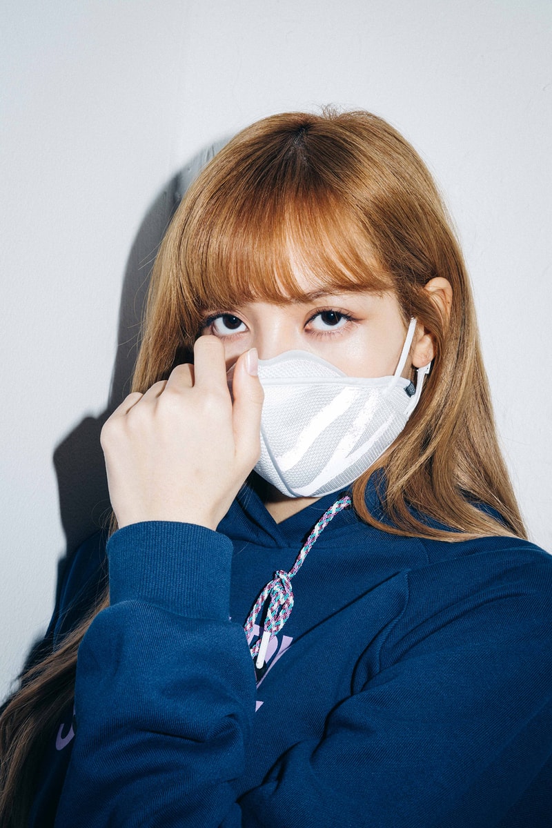 X-Girl Nonagon Blackpink Lisa Campaign Collaboration K-Pop Blue Hoodie Mask