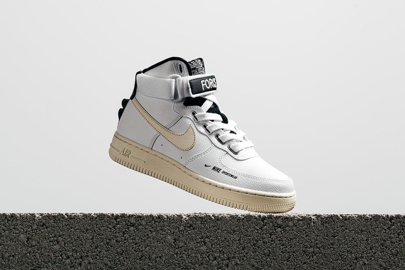 nike air force 1 high utility white light cream leather force is female velcro strap