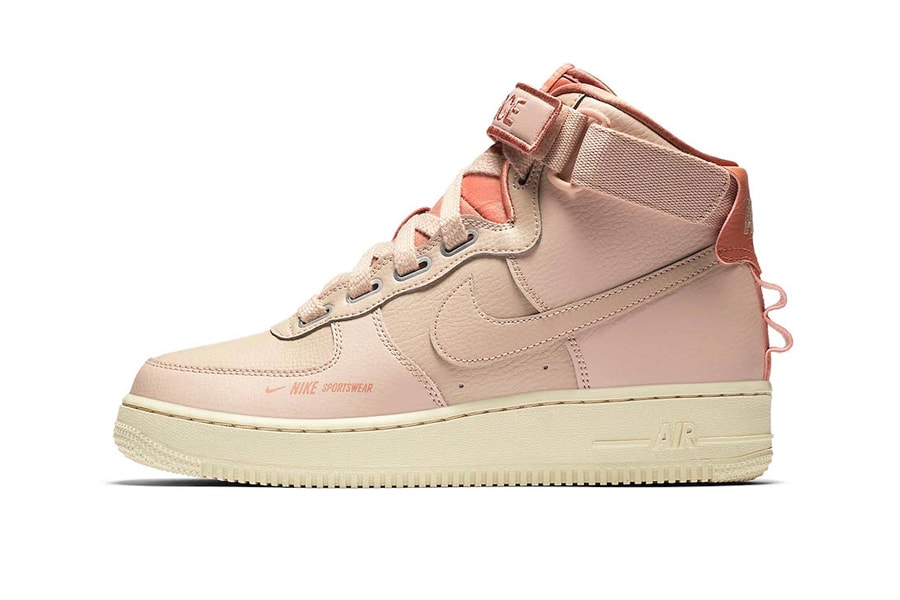 nike air force 1 high utility white light cream leather force is female velcro strap