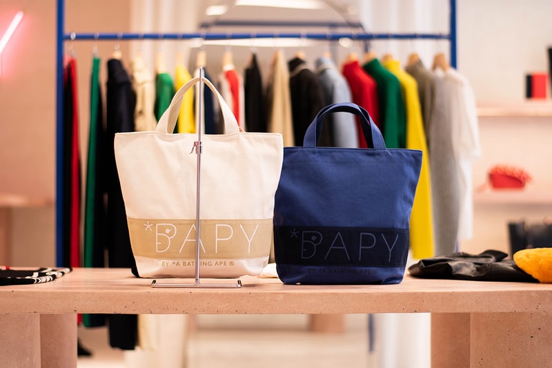 BAPY Harajuku Japan Store Totes Tan Navy