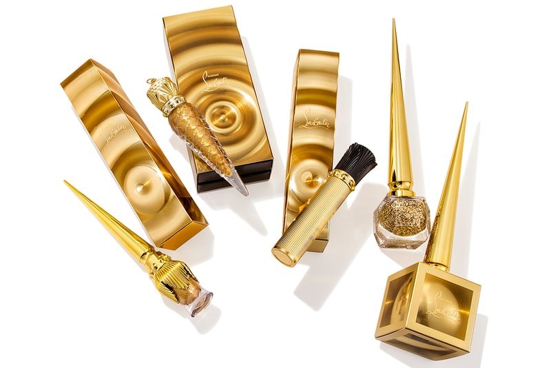 Christian Louboutin Beauté Goldomania Collection Lip Lacquer Eyeshadow Nail Polish Lash Amplifying mascara metallic gold