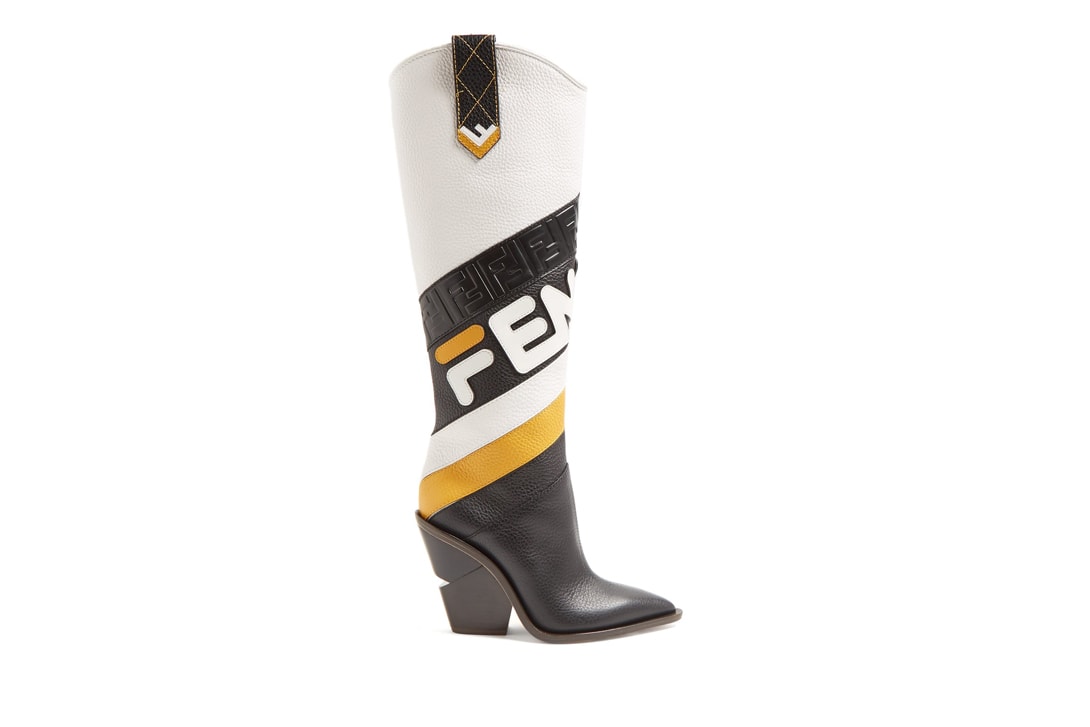 MATCHESFASHION fendi boots roma logo black yellow white