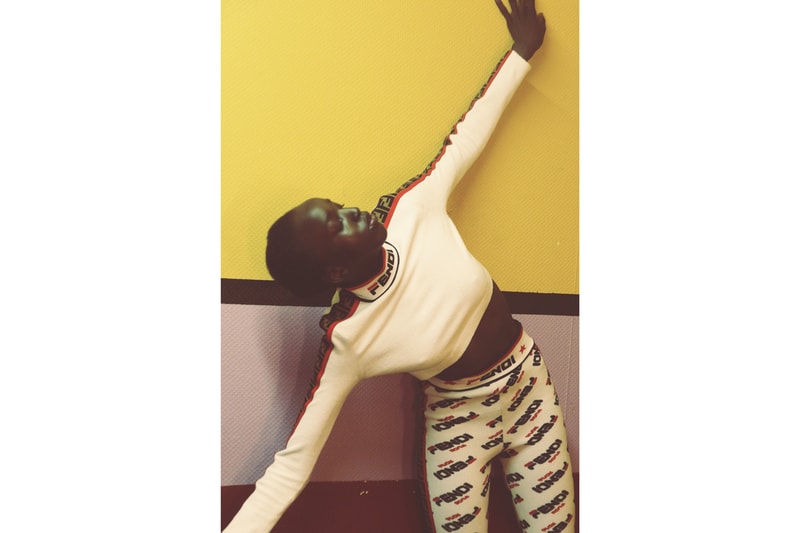 FENDI MANIA Capsule Collection Lookbook Sweater White Leggings Cream