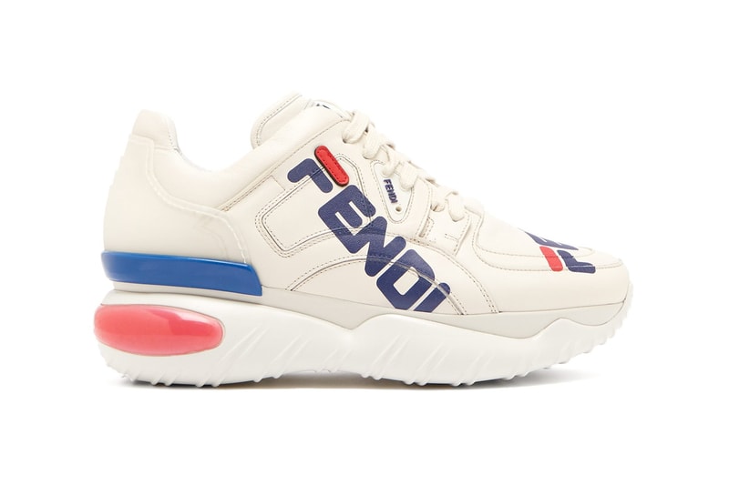 Fendi MANIA Logo Print Trainers Off White