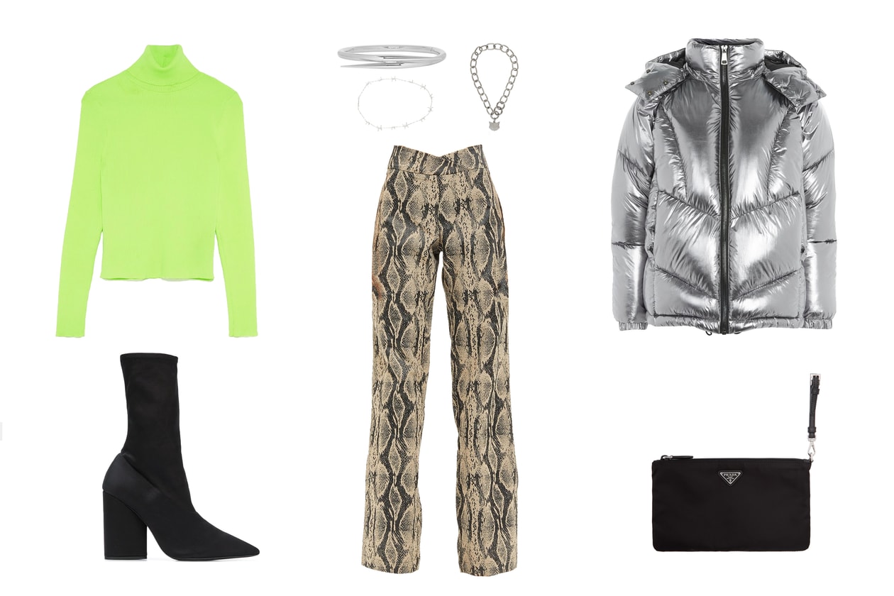 How To Style Neon Trend Outfit Inspiration Goals Zara Neon Green Turtleneck Yeezy I am GIA alexander Wang Prada Miu Miu