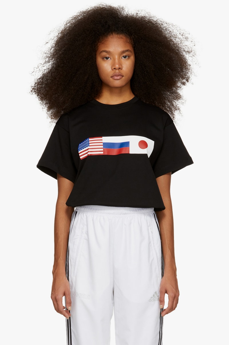 Gosha Rubchinskiy Final Fall Winter 2018 Drop Flag T-shirt Black