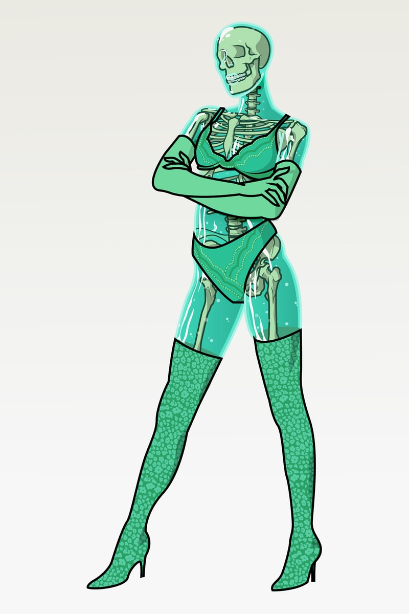 Halloween Character Skeleton Savage X Fenty Fall Winter 2018 Lingerie Boots Green