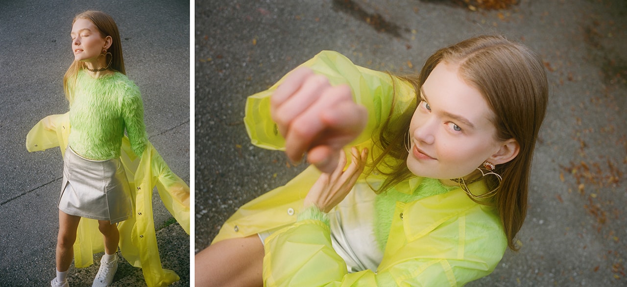 Halloween Editorial Sabrina the Teenage Witch Spellman 90s TV Series Television Netflix Walk of Shame Jacket JIWINAIA Earrings Balenciaga Sweater Green