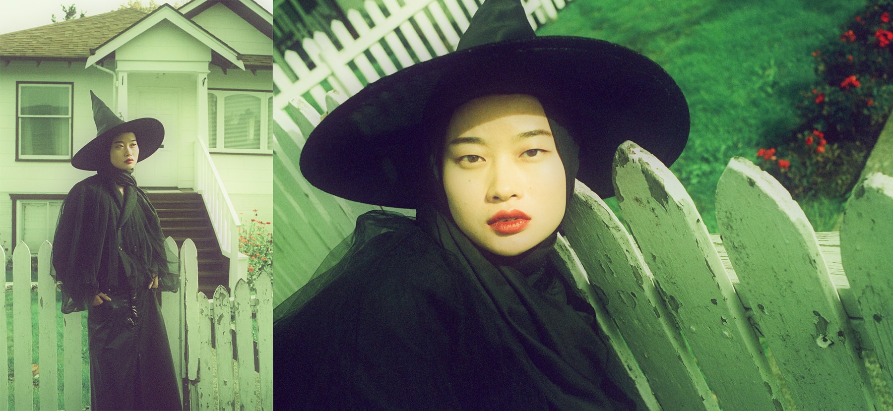 Halloween Editorial Sabrina the Teenage Witch Spellman 90s TV Series Television Netflix Walk of Shame Jacket JIWINAIA Earrings Balenciaga Sweater Green
