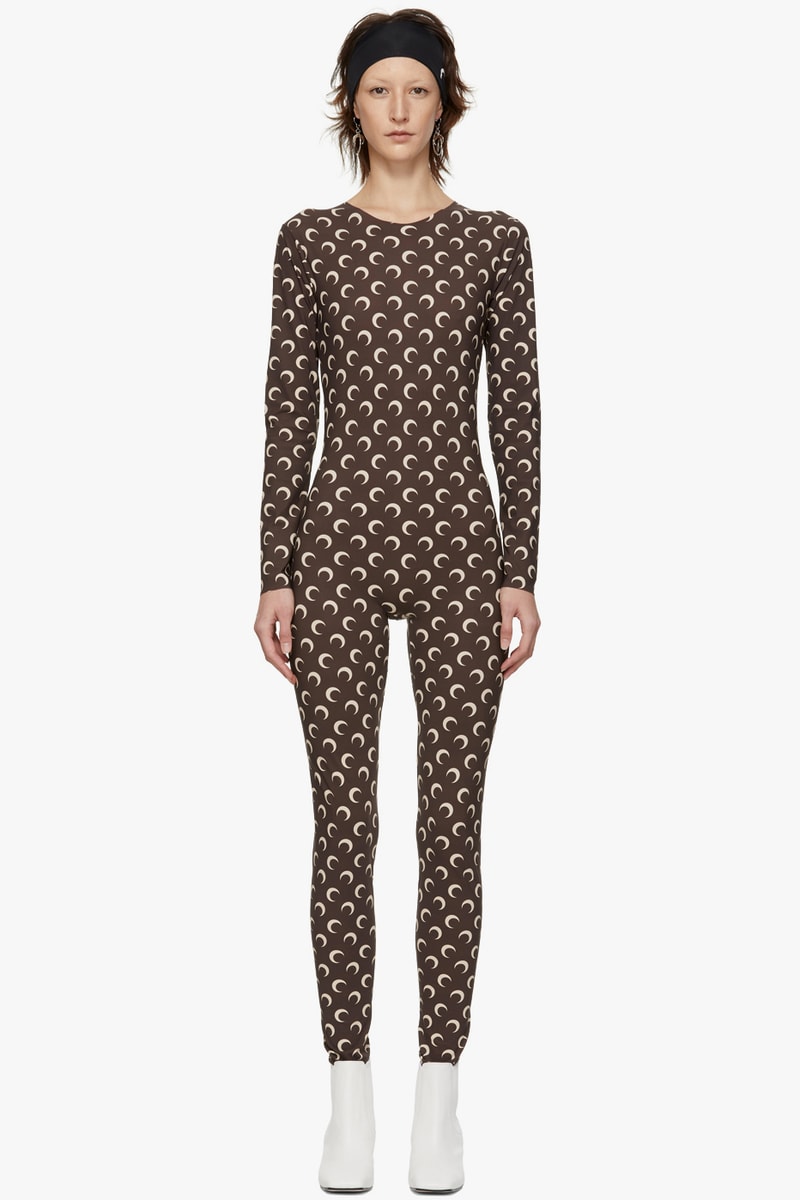 Marine Serre Moon Print Bodysuit Catsuit Pattern LVMH Prize Winner Streetwear Fashion Logo Brown Beige Tan