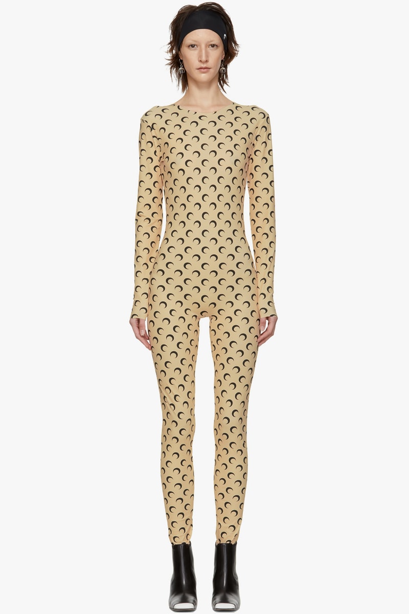 Marine Serre Moon Print Bodysuit Catsuit Pattern LVMH Prize Winner Streetwear Fashion Logo Brown Beige Tan