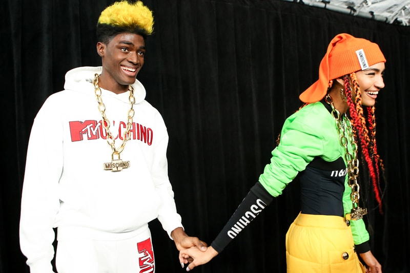 Moschino x H&M Collection Backstage Look Hoodie White Red Jacket Green Black