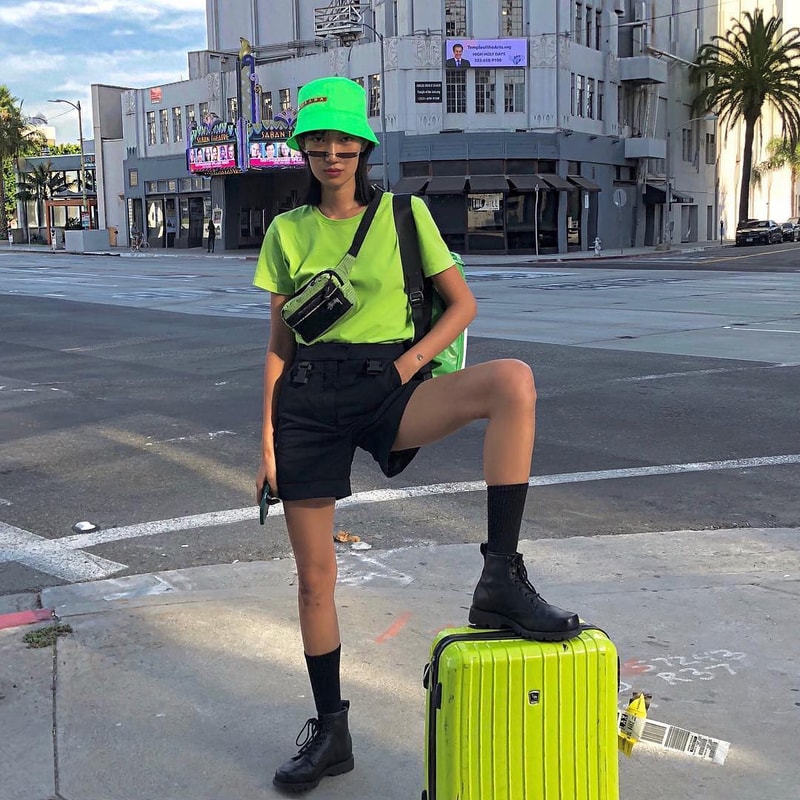 Neon Clothes Turtleneck Pink Green Yellow Prada Balenciaga Bright Color Fall Winter Wardrobe Sneaker Roundup 