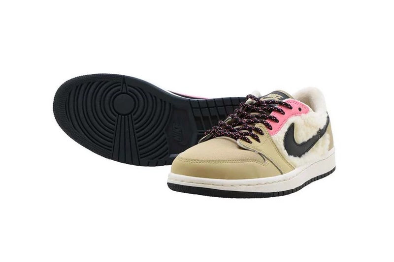 nike air jordan 1 low sherpa fleece millennial pastel pink beige 