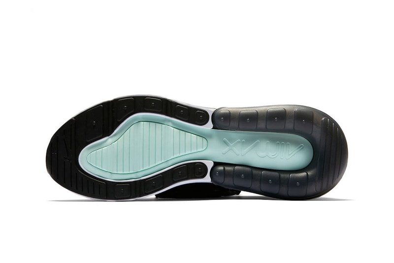 Nike Air Max 270 in Tiffany Blue and Black Swoosh Air Unit Sneaker Trainer Shoe 