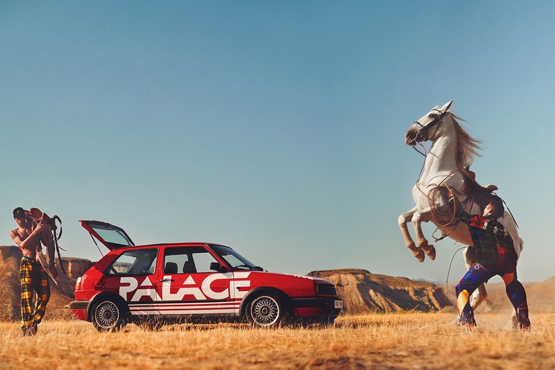 Palace Skateboards x Polo Ralph Lauren Collection Lookbook Checkered Trousers Yellow Black Silk Pants Red Blue