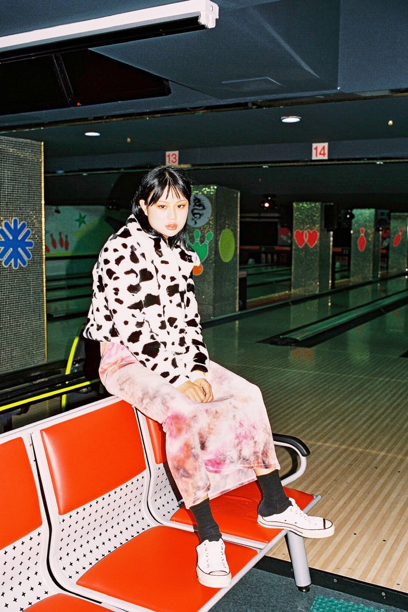 Ram Han x why not us Capsule Collection Eco Fur Jacket Dalmatian Velvet Long Skirt Pink