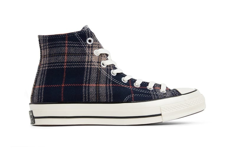 converse chuck 70 hi navy plaid trainers