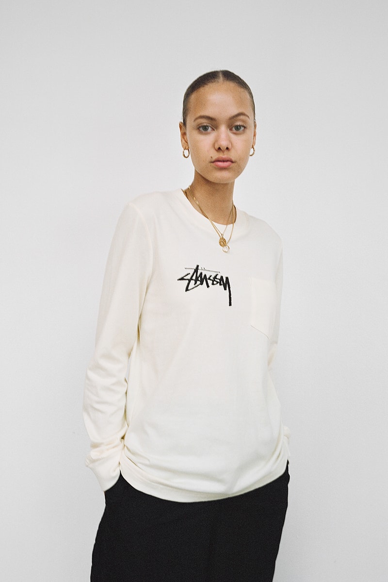 Stussy Women's Holiday 2018 Collection Lookbook Logo Sweatshirt White