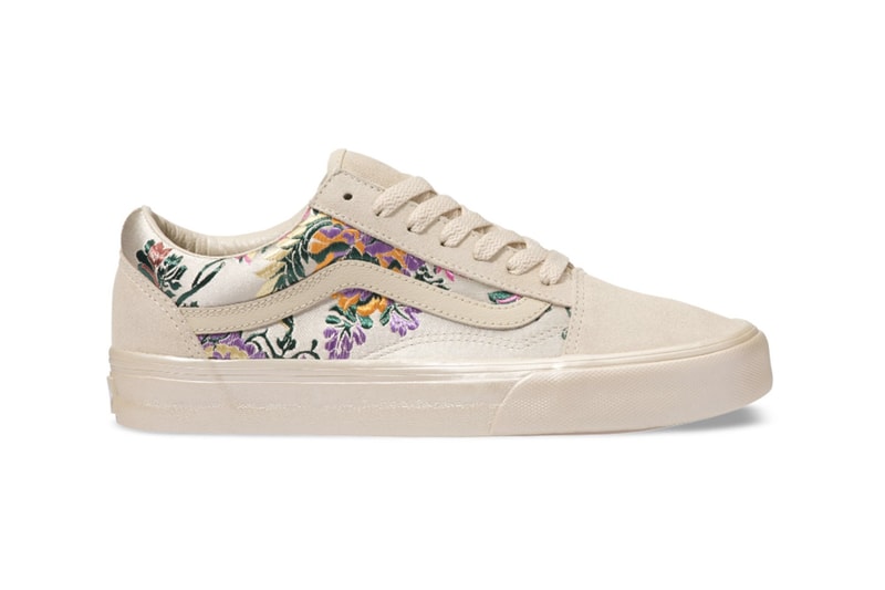 Vans Festival Pack Satin Floral Slip-On Old Skool Sneakers White Gold Cream Black