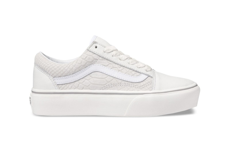 Vans Old Skool White Snakeskin Leather Platform Sneakers
