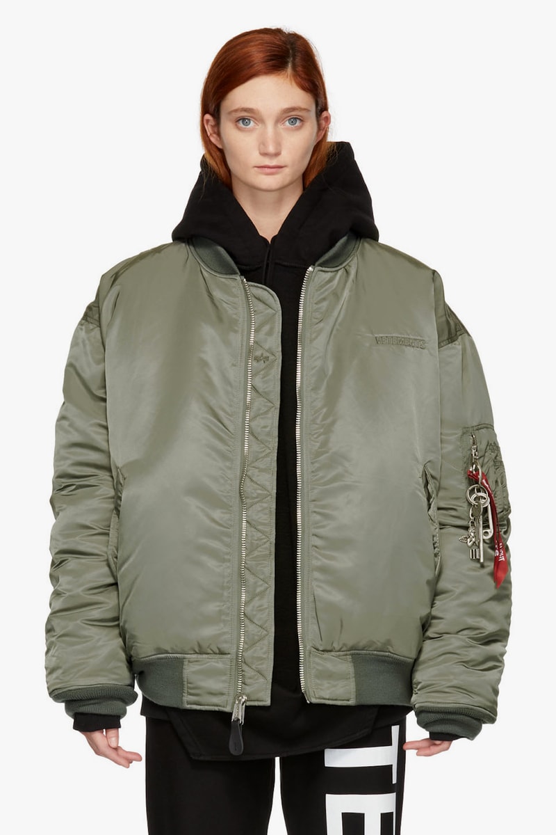 Vetements x Alpha Industries Patch Bomber Jacket Olive Black Oversized