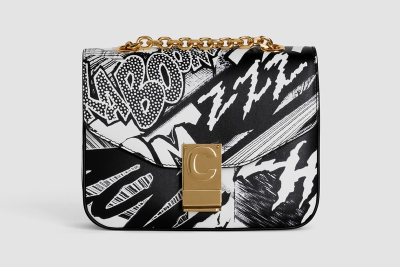 Celine Monogram C Leather Mini Graffiti Handbag Black White
