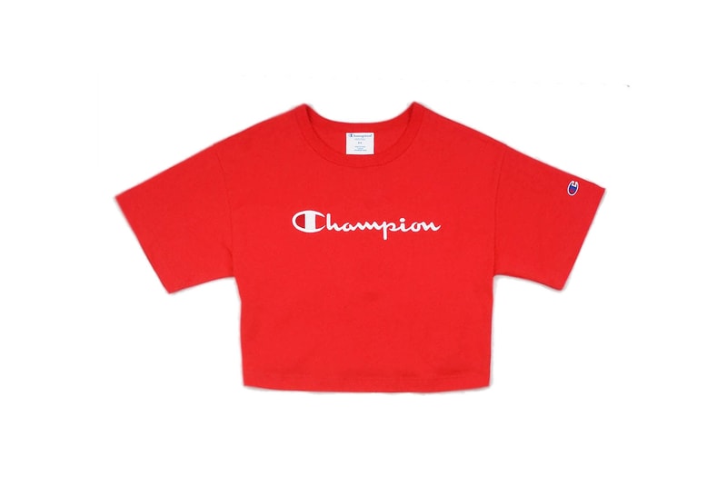 Champion HERITAGE BOXY MINI SCRIPT CROP TEE BLACK White Red 