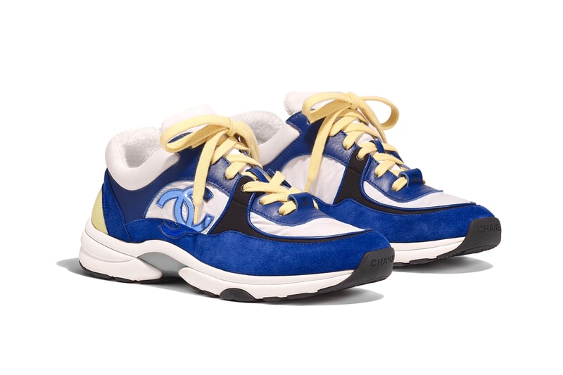 Chanel Cruise 2019 Logo Sneakers Nylon Lambskin Suede Calfskin Royal Blue White Black Yellow Pastel