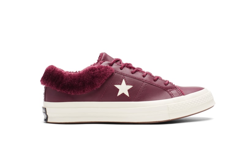 Converse One Star Fur-Lined Maroon and Black Sneaker Shoe 